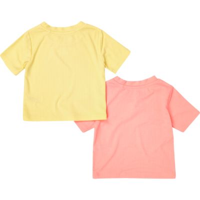 Mini girls yellow ribbed t-shirt set